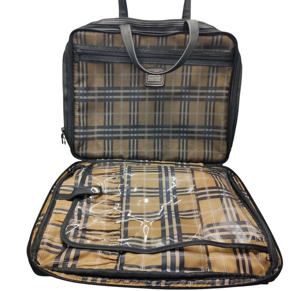 Modella Travel Bag Organizer Makeup Black Canvas Three Sections‎ Multi Pockets